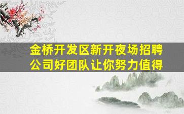 金桥开发区新开夜场招聘公司好团队让你努力值得